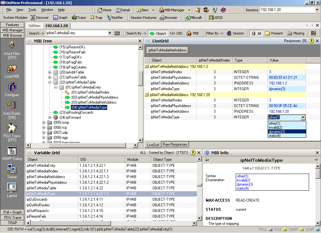 OidView Pro MIB Browser screen shot